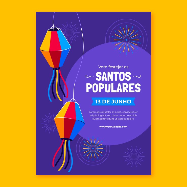 Vector gratuito plantilla plana de póster vertical de santos populares