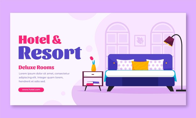 Vector gratuito plantilla plana de promoción de redes sociales para alojamiento en hotel