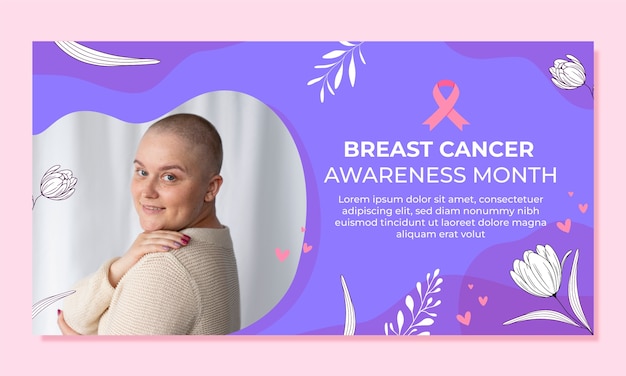 Plantilla plana de promoción de redes sociales del mes de concientización sobre el cáncer de mama