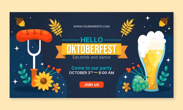 Vector gratuito plantilla plana de promoción de redes sociales de oktoberfest