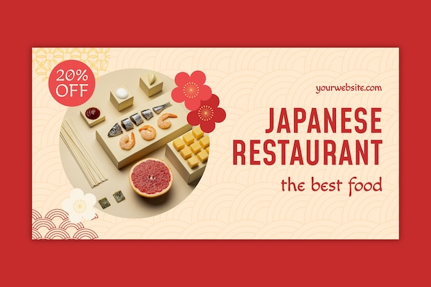 Plantilla plana de promoción de redes sociales de restaurante japonés