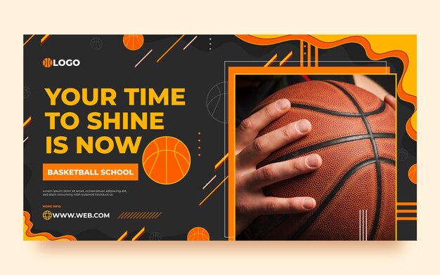 Plantilla plana de publicación de redes sociales de baloncesto