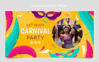 Vector gratuito plantilla plana de publicación de redes sociales de carnaval