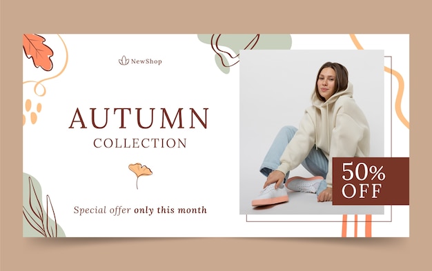 Plantilla plana de publicación en redes sociales para celebración de otoño