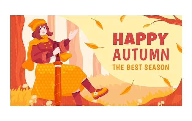 Vector gratuito plantilla plana de publicación en redes sociales para celebración de otoño