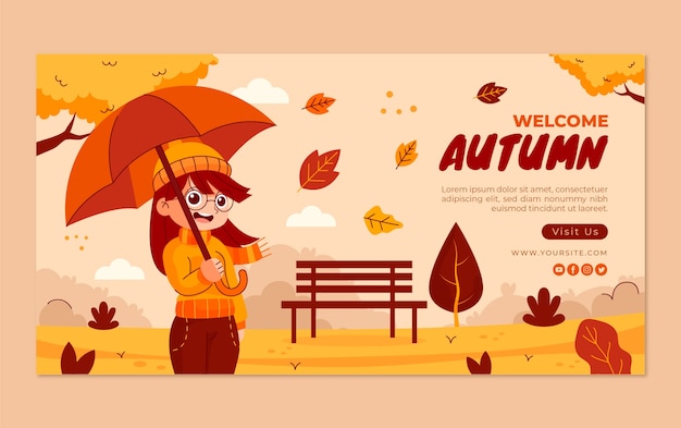Vector gratuito plantilla plana de publicación en redes sociales para celebración de otoño