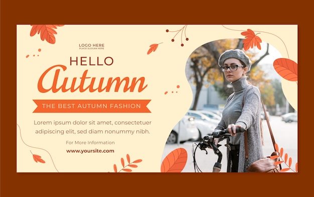 Plantilla plana de publicación en redes sociales para celebración de otoño