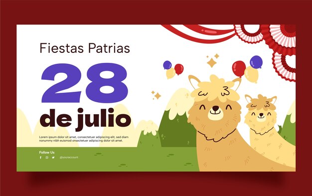 Vector gratuito plantilla plana de publicación en redes sociales para celebraciones de fiestas patrias peruanas