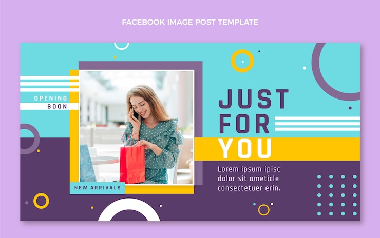 Vector gratuito plantilla plana de publicación de redes sociales de centro comercial