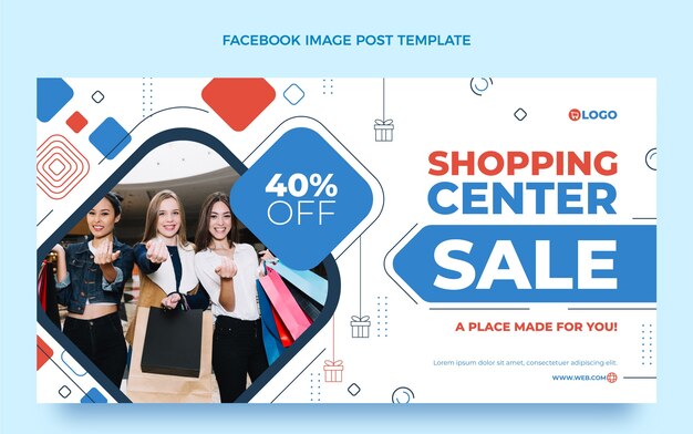 Plantilla plana de publicación de redes sociales de centro comercial