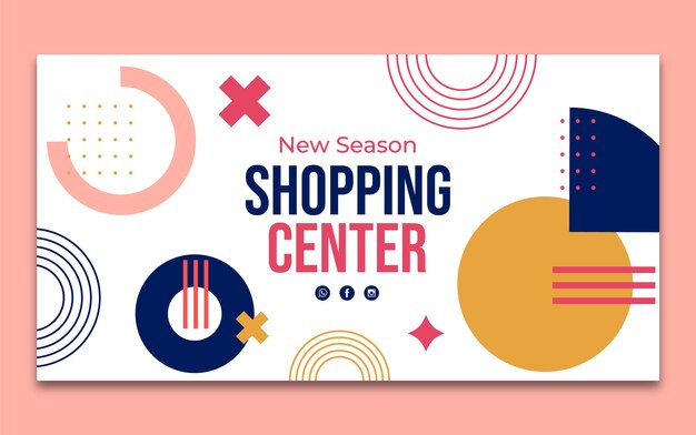 Plantilla plana de publicación de redes sociales de centro comercial
