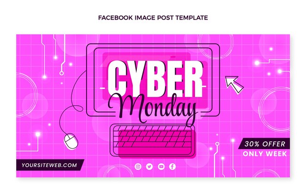 Plantilla plana de publicación en redes sociales de cyber monday
