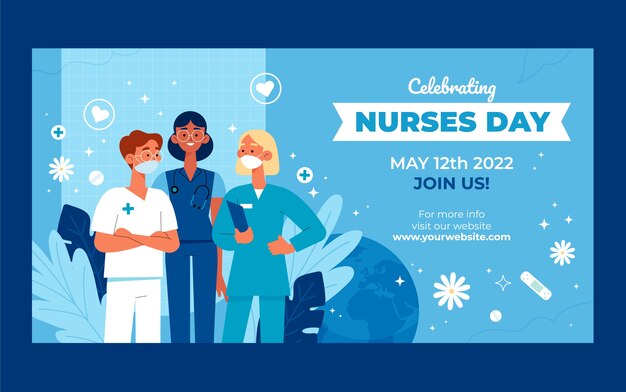 Vector gratuito plantilla plana de publicación en redes sociales del día internacional de la enfermera