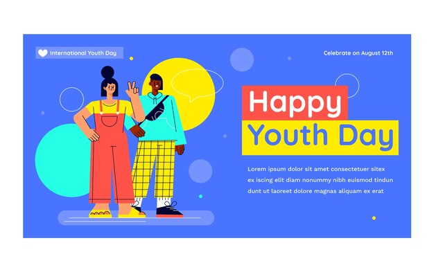 Plantilla plana de publicación de redes sociales del día internacional de la juventud