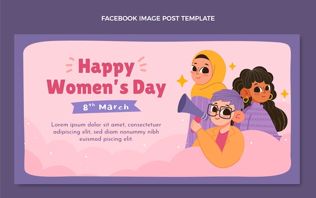 Vector gratuito plantilla plana de publicación de redes sociales del día internacional de la mujer