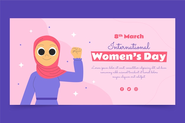 Plantilla plana de publicación de redes sociales del día internacional de la mujer