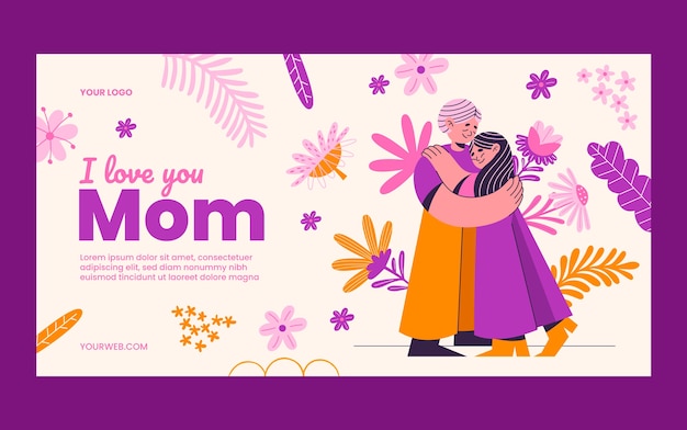 Vector gratuito plantilla plana de publicación de redes sociales del día de la madre