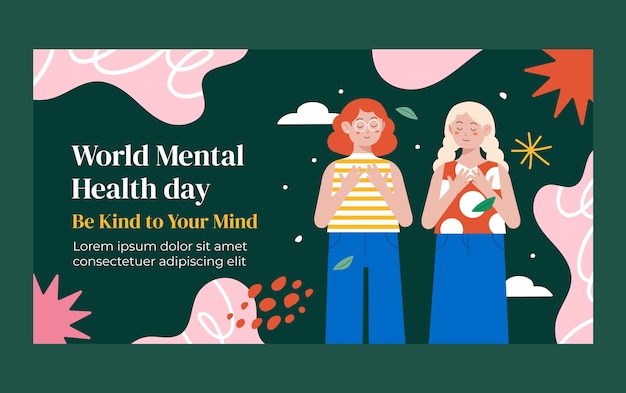 Plantilla plana de publicación en las redes sociales para el Día Mundial de la Salud Mental