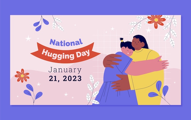 Vector gratuito plantilla plana de publicación de redes sociales del día nacional del abrazo