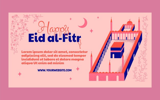 Plantilla plana de publicación de redes sociales de eid al-fitr