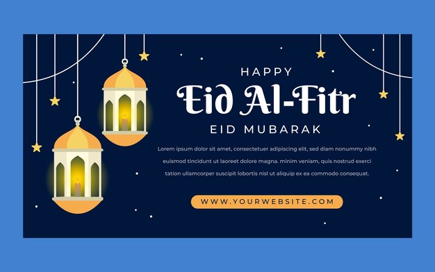 Plantilla plana de publicación de redes sociales de eid al-fitr