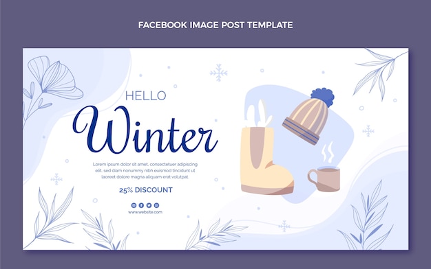 Vector gratuito plantilla plana de publicación de redes sociales de invierno