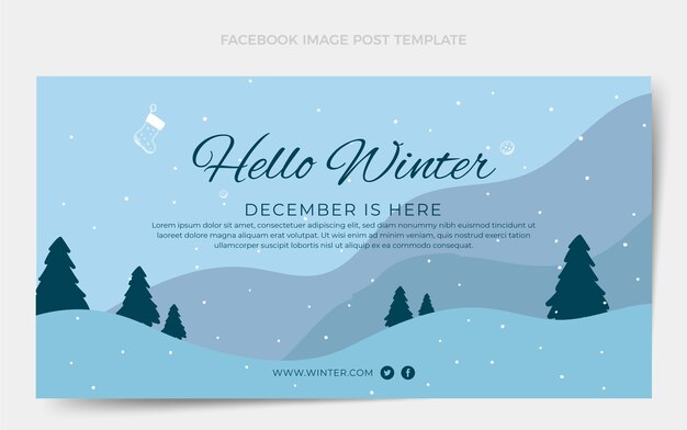 Plantilla plana de publicación de redes sociales de invierno