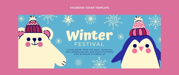 Plantilla plana de publicación de redes sociales de invierno