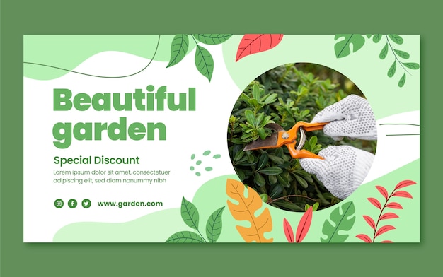 Vector gratuito plantilla plana de publicación de redes sociales de jardinería