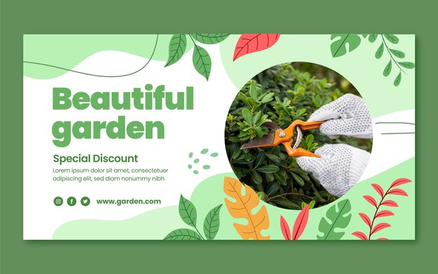 Plantilla plana de publicación de redes sociales de jardinería