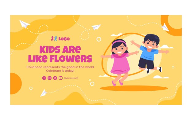 Plantilla plana de publicación en redes sociales para niños