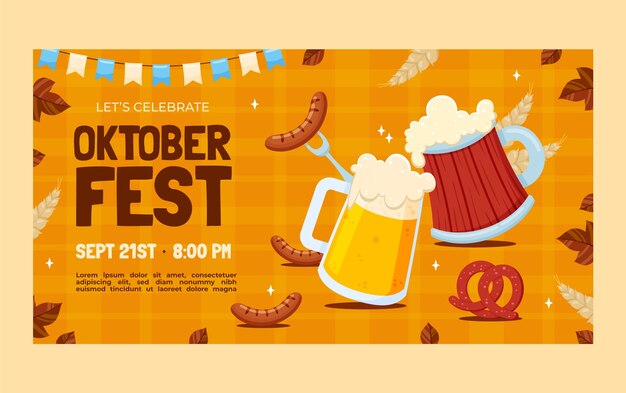 Vector gratuito plantilla plana de publicación de redes sociales de oktoberfest