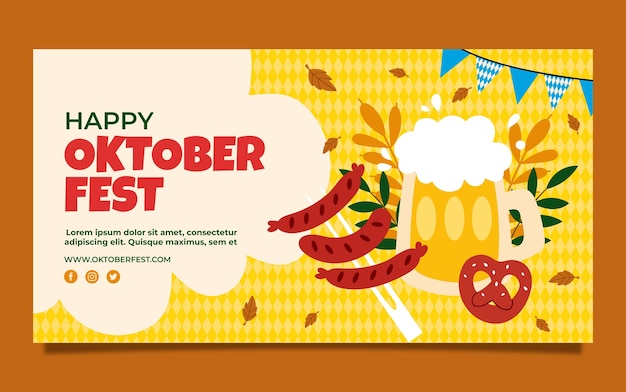 Vector gratuito plantilla plana de publicación de redes sociales de oktoberfest