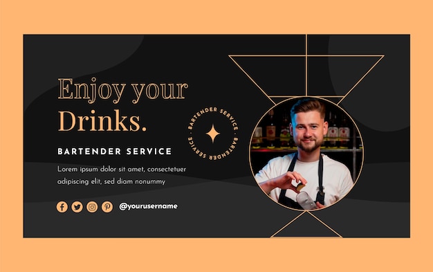 Vector gratuito plantilla plana de publicación en redes sociales para profesión de barman