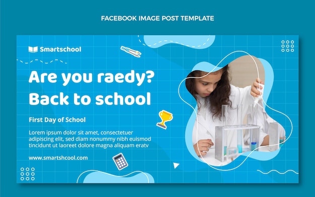 Vector gratuito plantilla plana de publicación en redes sociales de regreso a la escuela