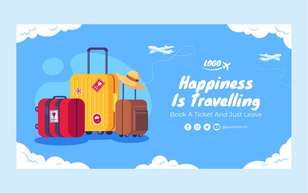 Plantilla plana de publicación de redes sociales de viajes y exploración