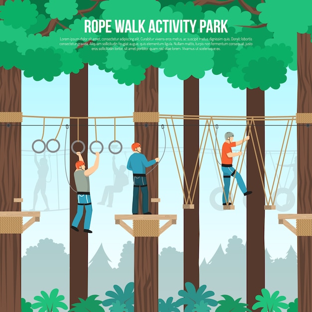 Vector gratuito plantilla plana de rope walk park