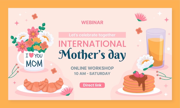 Plantilla plana de seminario web para la celebración del día de la madre