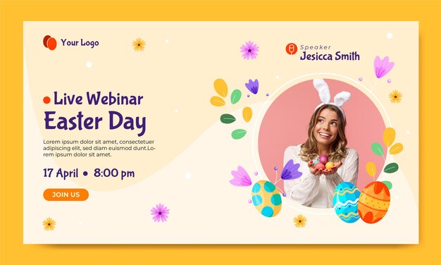 Plantilla plana de seminario web para celebración de pascua
