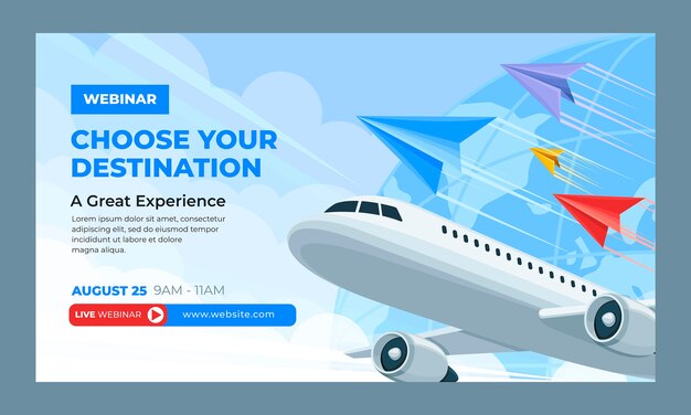 Plantilla plana de seminario web de empresa de servicios de aerolíneas