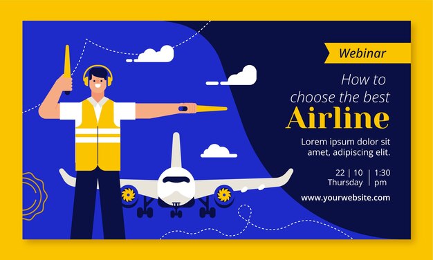 Plantilla plana de seminario web de empresa de servicios de aerolíneas