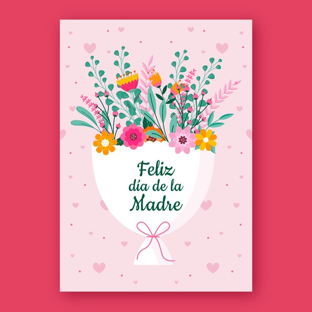 Plantilla plana de tarjeta de felicitación del día de la madre en español