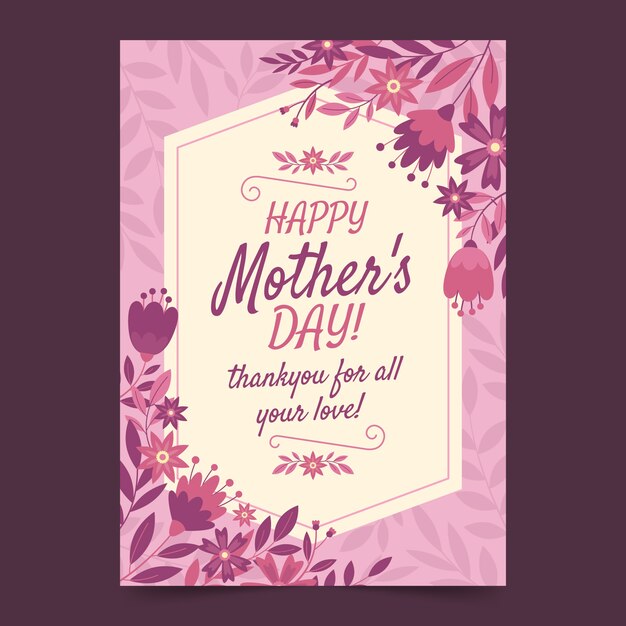 Plantilla plana de tarjeta de felicitación del día de la madre en español