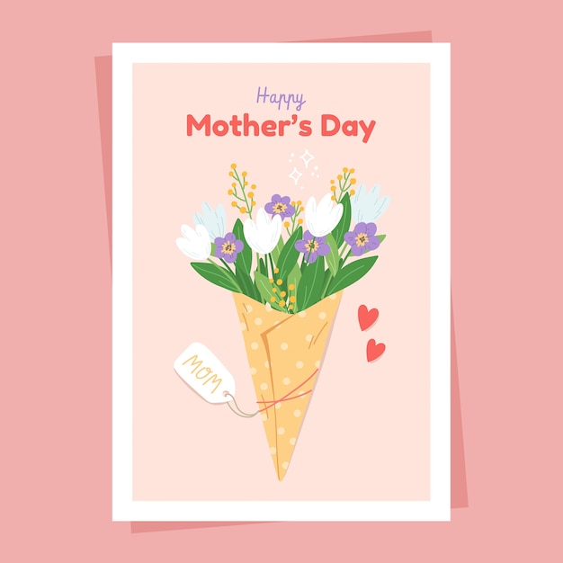 Plantilla plana de tarjeta de felicitación del día de la madre