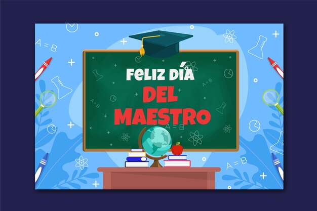 Plantilla plana de tarjeta de felicitación del día del maestro en español
