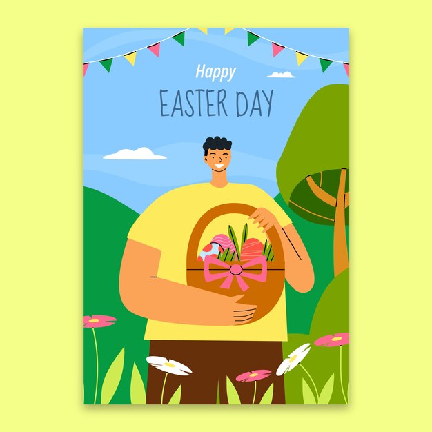 Plantilla plana de tarjeta de felicitación de pascua