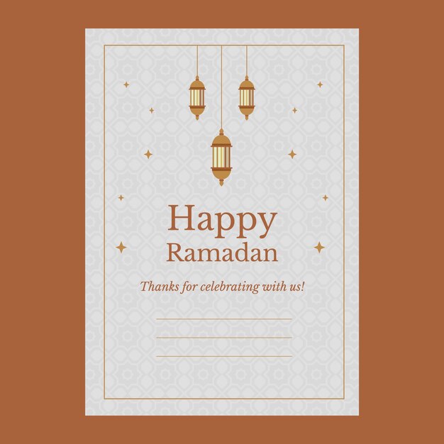 Plantilla plana de tarjeta de felicitación de ramadán