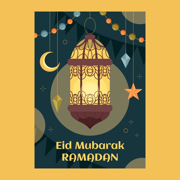 Plantilla plana de tarjeta de felicitación de ramadán