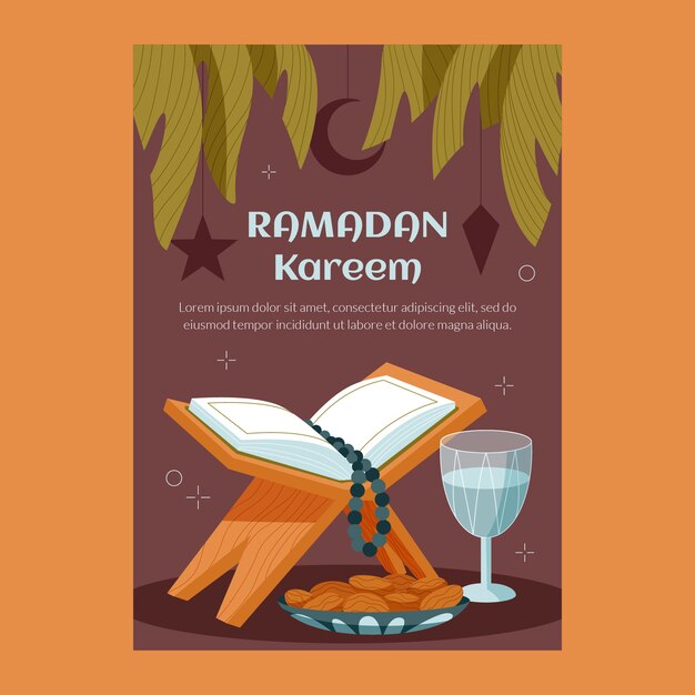 Plantilla plana de tarjeta de felicitación de ramadán