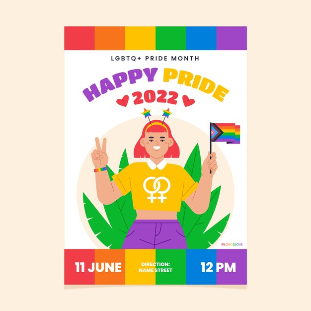 Plantilla plana de volante del mes del orgullo